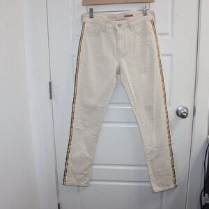 Pilcro Jeans Size 27 Rainbow Mid-Rise Slim Boyfriend Jeans Cream‎